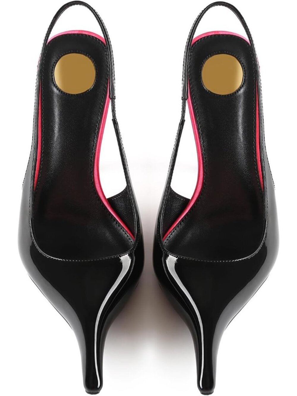 Women's Black Patent Leather Pointed Close Toe Stiletto High Heels Backless - Picture 4 of 7